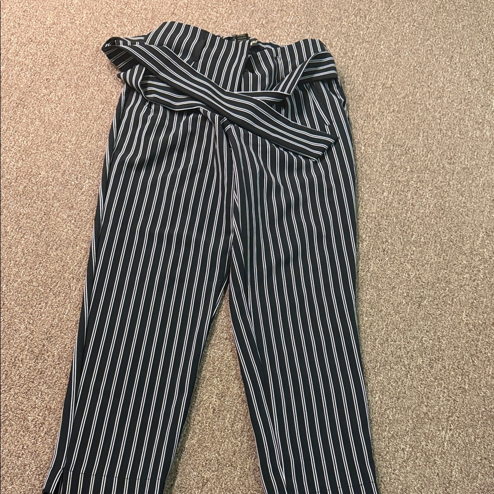 Like an Angel Black and White Striped Cropped Pants